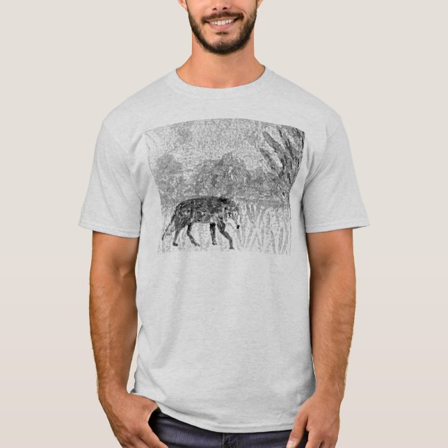 Wolf Gray Wildlife Sketch T-Shirt (Vorderseite)