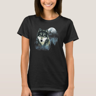 Wolf Gray Wolf Jagdground Icy Moon Forest Gal T-Shirt