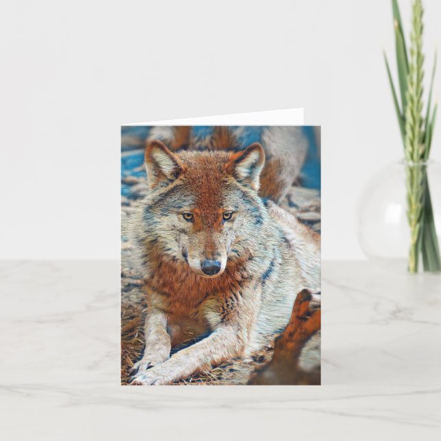 Wolf Grußkarte Karte (Vorderseite)
