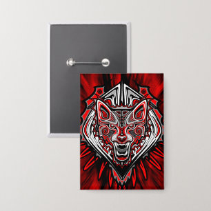 Wolf-Haida-Stammes-Totem-Design Button