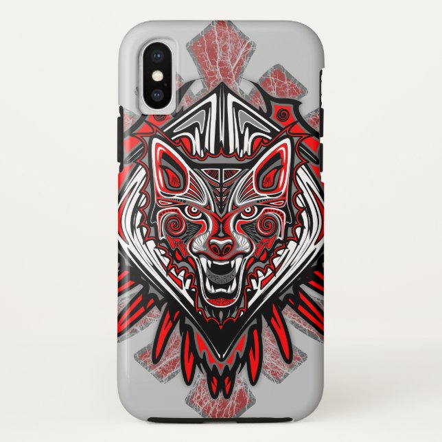 Wolf Haida-Stammes-Totem-Design Case-Mate iPhone Hülle (Rückseite)
