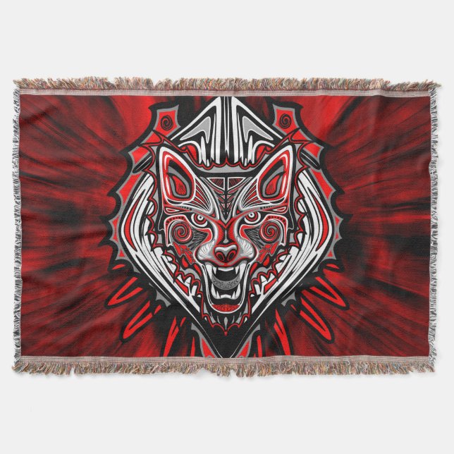 Wolf-Haida-Stammes-Totem-Design Decke (Vorderseite)