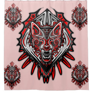 Wolf-Haida-Stammes-Totem-Design Duschvorhang