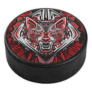 Wolf-Haida-Stammes-Totem-Design Eishockey Puck