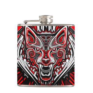 Wolf-Haida-Stammes-Totem-Design Flachmann