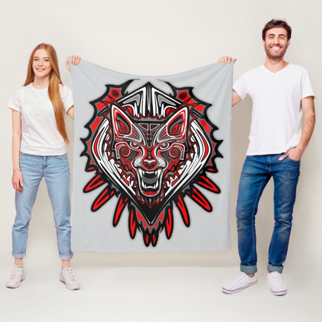Wolf Haida-Stammes-Totem-Design Fleecedecke (Beispiel)