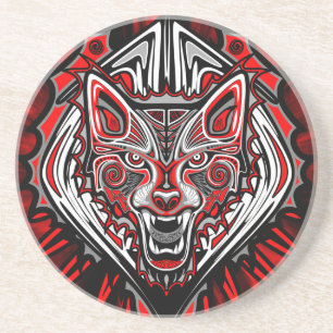 Wolf-Haida-Stammes-Totem-Design Getränkeuntersetzer