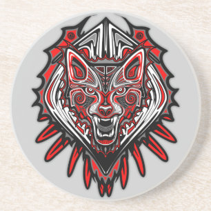 Wolf-Haida-Stammes-Totem-Design Getränkeuntersetzer