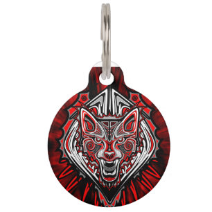 Wolf-Haida-Stammes-Totem-Design Haustiermarke