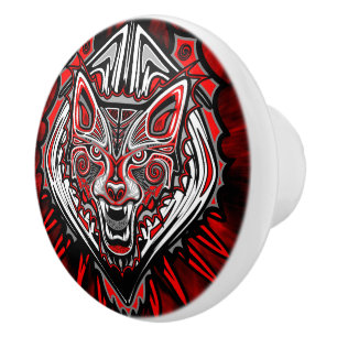 Wolf-Haida-Stammes-Totem-Design Keramikknauf