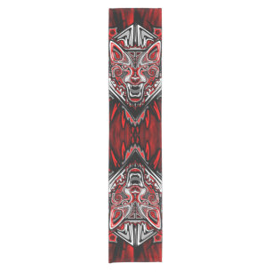Wolf-Haida-Stammes-Totem-Design Kurzer Tischläufer