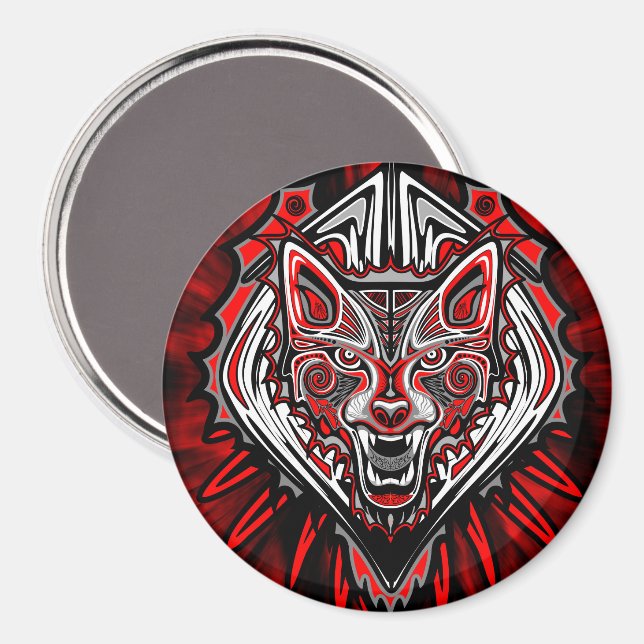 Wolf Haida-Stammes-Totem-Design Magnet (Vorderseite/Rückseite)