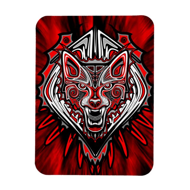 Wolf Haida-Stammes-Totem-Design Magnet (Vertikal)