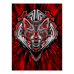 Wolf Haida-Stammes-Totem-Design Poster