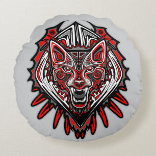 Wolf-Haida-Stammes-Totem-Design Rundes Kissen
