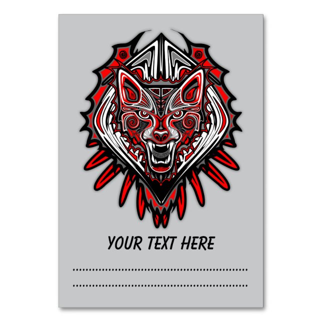 Wolf-Haida-Stammes-Totem-Design Tischnummer (Vorderseite)