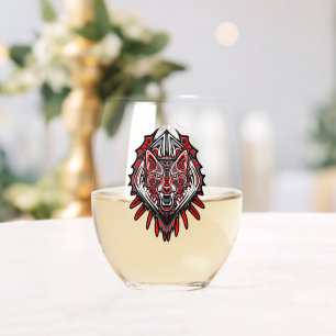 Wolf-Haida-Stammes-Totem-Design Weinglas Ohne Stiel