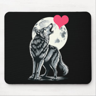 Wolf hält Herz Valentinstag Süße Wölfe Val Mousepad