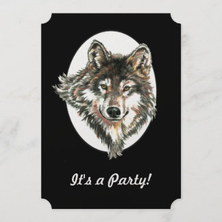 Wolf Head Animal Birthday Custom Invite Einladung