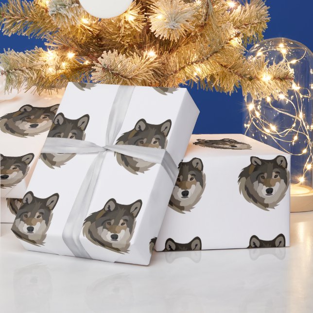 Wolf Head Animal Gray Wild Wolf Geschenkpapier (Feiertage)