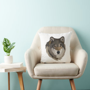 Wolf Head Animal Gray Wild Wolf Kissen