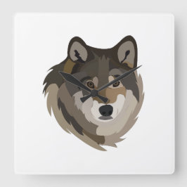 Wolf Head Animal Gray Wild Wolf Quadratische Wanduhr