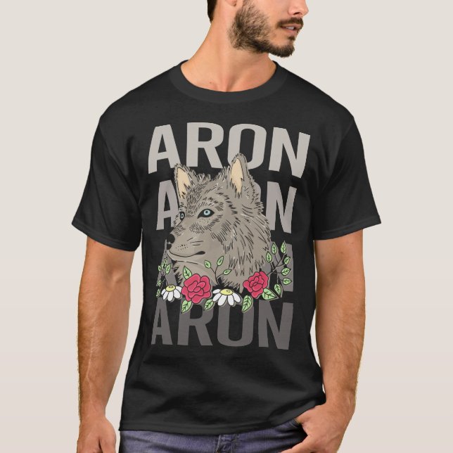 Wolf Head - Aron Name T-Shirt (Vorderseite)
