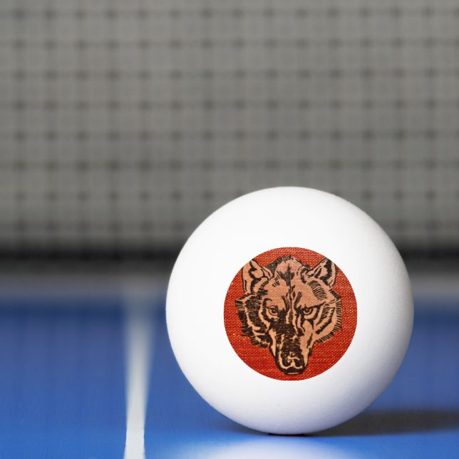 Wolf Head auf Red Ping Pong Ball Tischtennisball (Netto)