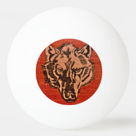 Wolf Head auf Red Ping Pong Ball Tischtennisball