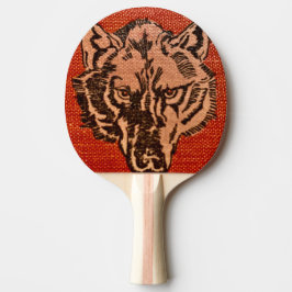 Wolf Head auf Red Ping Pong Paddle Tischtennis Schläger