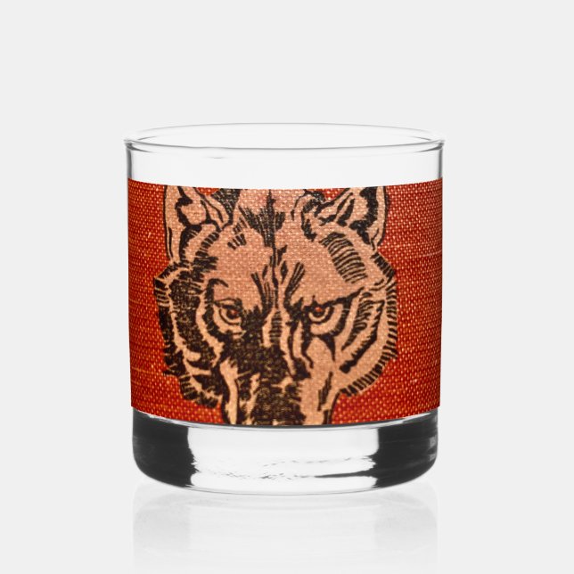 Wolf Head auf Red Whiskey Glass Whiskyglas (Vorderseite)
