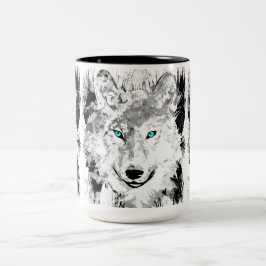 Wolf Head Coffee Cup | Grauer Wolf Zeichnend Tasse