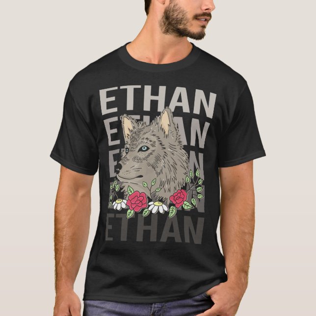 Wolf Head - Ethan Name T-Shirt (Vorderseite)