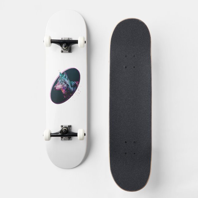 Wolf Head Galaxy Skateboard (Vorderseite)