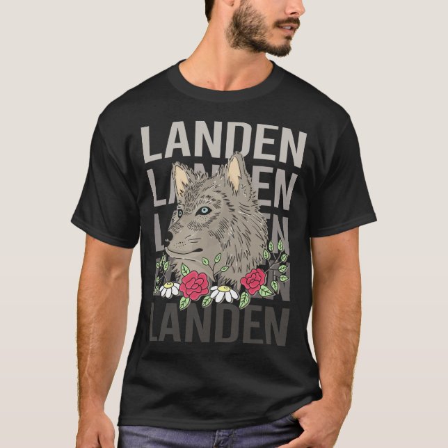 Wolf Head - Landen Name T-Shirt (Vorderseite)