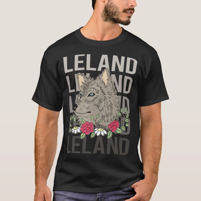 Wolf Head - Leland Name T-Shirt (Vorderseite)
