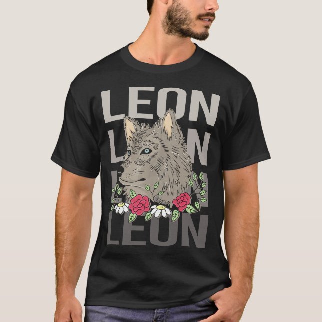 Wolf Head - Leon Name T-Shirt (Vorderseite)
