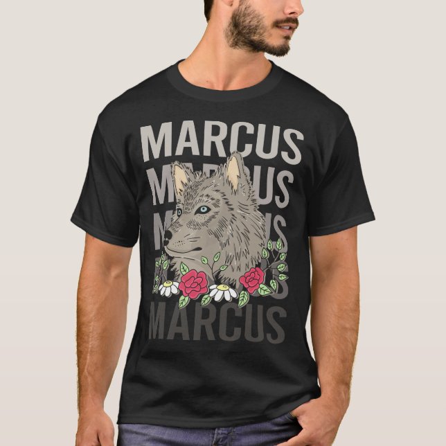 Wolf Head - Marcus Name T-Shirt (Vorderseite)