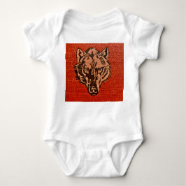 Wolf Head on Red Baby Strampler