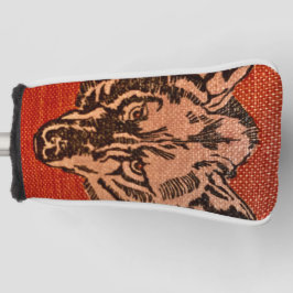 Wolf Head on Red Golf Headcover