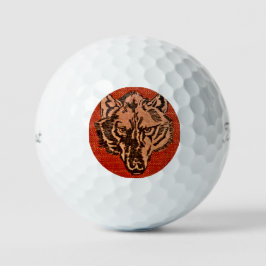 Wolf Head on Red Golfball