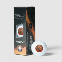 Wolf Head on Red Golfball