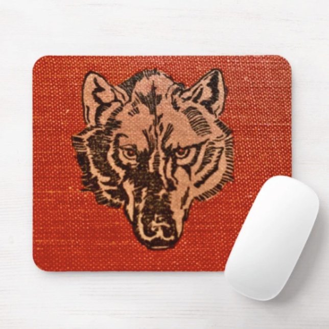 Wolf Head on Red Mousepad (Wolf Head on Red  Design mouse pad durable dust and stain resistant.. Non-slip rubber.)