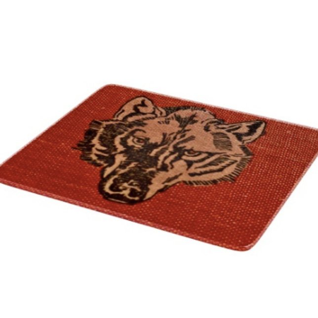 Wolf Head on Red Schneidebrett (Wolf Head on Red  Design glass cutting board hand-pressed tempered glass five different sizes.
)