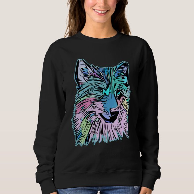Wolf head predator face imprint with wild animal sweatshirt (Vorderseite)