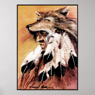 Wolf Headdress Canvas Print Poster
