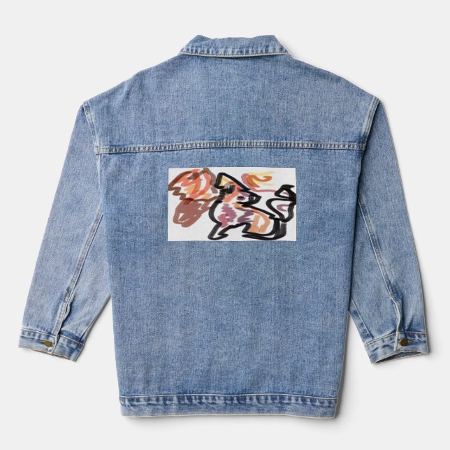 Wolf Herbst Sonnenuntergang Jeansjacke (Rückseite)