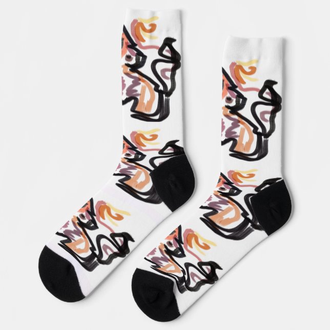 Wolf Herbst Sonnenuntergang Socken (Linkes Detail)