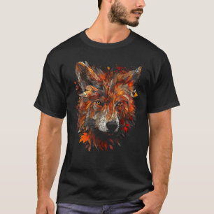 Wolf Herbstblätter Tiermotiv Wolf T-Shirt