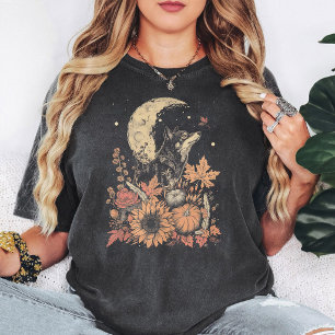 Wolf Herbstmond Blumenkunst T-Shirt